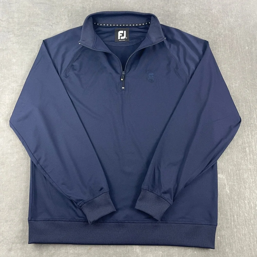 FootJoy Mens L Navy Blue Quarter Zip Pullover Golf Sweater Performance Layer